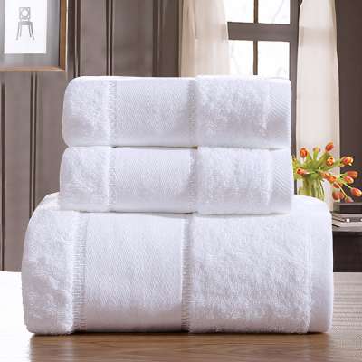 Luxury Plain White Egyptian Cotton 600gsm Bath Towel Set